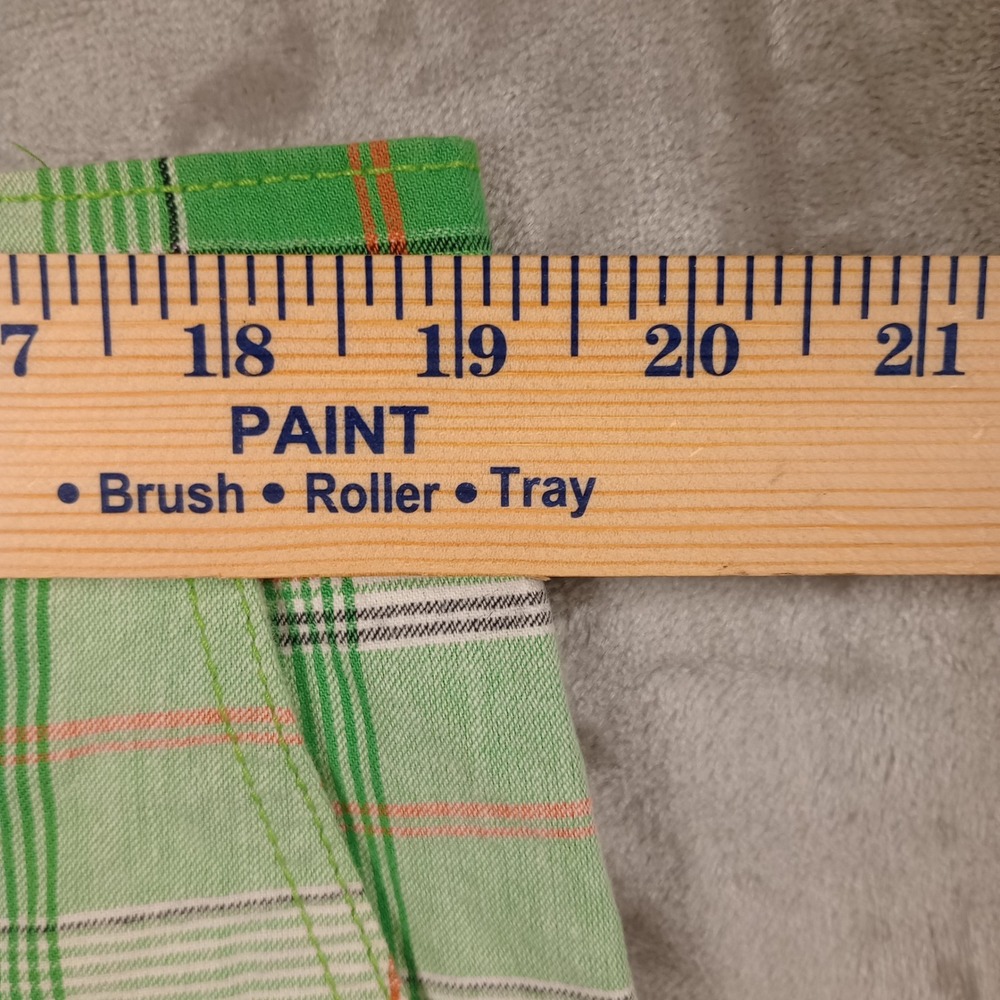 Code Plaid Shorts Mens 38 Green Madras Flat Front Cotton Summer Golf Skater - Picture 7 of 10